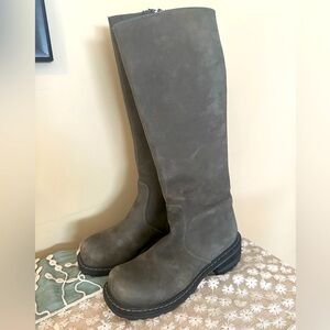 Fluevog greige suede Knee-High Boots